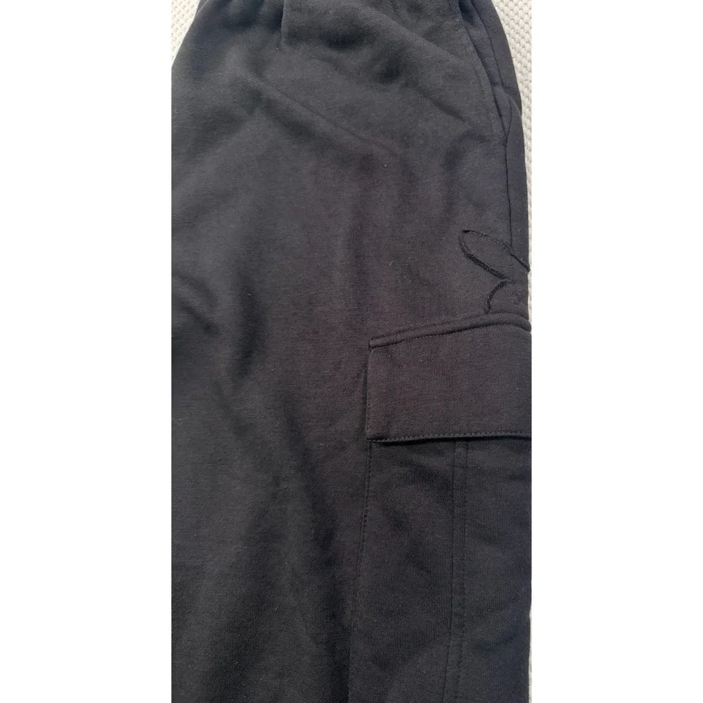 Playboy Cargo Pants Men Size L Black Fleece Sweatpants Multi Pocket Joggers